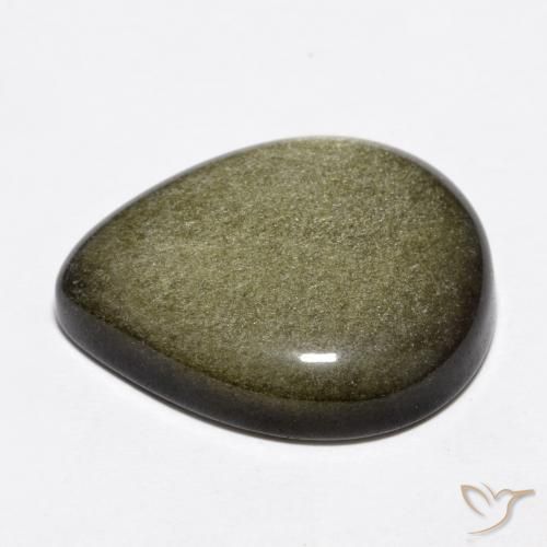 Obsidian Gemstone in 21 x 17.3 mm Size for Sale, Obsidian Stone in Black with Gold Sheen Color