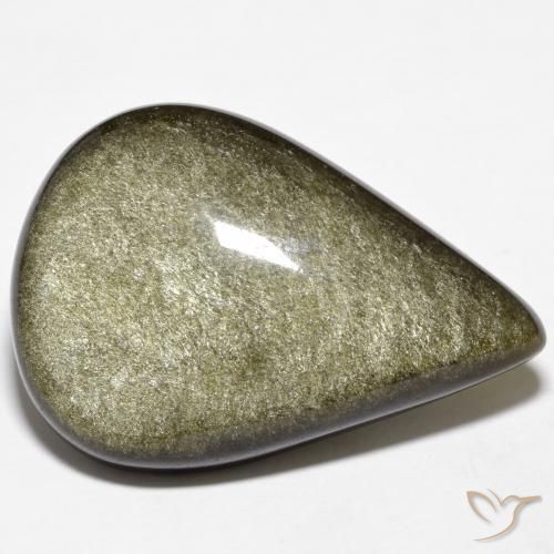 Obsidiana Negro con brillo dorado Pera de 23.34 ct de México, dimensión 29,2 x 20,3mm, piedra preciosa natural No tratado, claridad Opaco, Obsidiana Cabujón Pera de 1 pieza, dureza de Mohs de 5 - 5.5 , Photo A