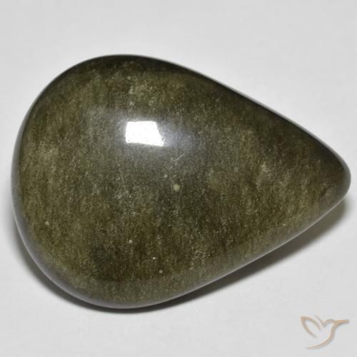 21.44 ct Black Obsidian Stone, Natural Obsidian in Pear Cabochon Shape for Sale