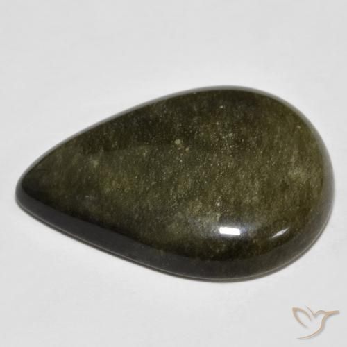 Obsidian Gemstone in 27 x 20 mm (calibrated) Size for Sale, Obsidian Stone in Black with Gold Sheen Color