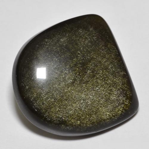 Ossidiana 19,5 x 19,6mm nero Cabochon fantasia dal Messico, peso di 17,37 ct, gemma naturale non trattati in purezza Opaque, 1 pezzo Ossidiana - Colore: Nero con riflessi dorati, durezza Mohs di 5 - 5,5, Photo A