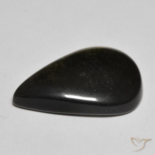 Obsidian Gemstone in 22.1 x 14.3 mm Size for Sale, Obsidian Stone in Black with Gold Sheen Color