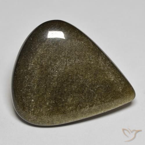 17.61ct Natural Black with Gold Sheen Obsidian, Pear Shape, Opaque
