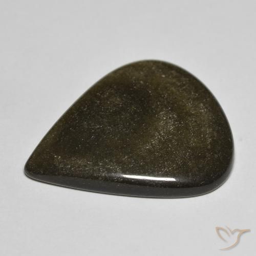 Obsidian Gemstone in 26.2 x 22.5 mm Size for Sale, Obsidian Stone in Black with Gold Sheen Color
