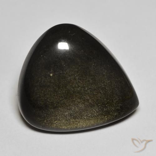 20.17ct Natural Black with Gold Sheen Obsidian, Pear Shape, Opaque