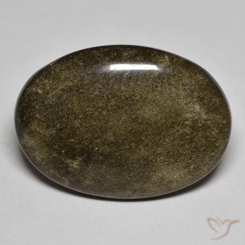 17.44ct Natural Black with Gold Sheen Obsidian, Oval, Opaque