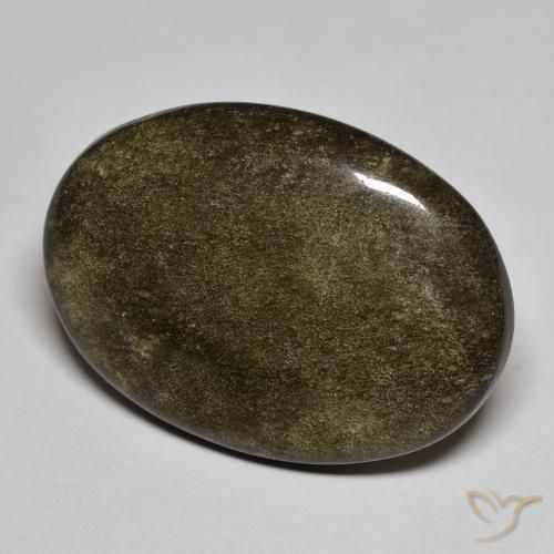 17.44 ct Golden Obsidian Stone, Natural Obsidian in Oval Cabochon Shape for Sale