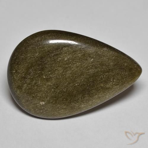 13.36ct Natural Black with Gold Sheen Obsidian, Pear Shape, Opaque