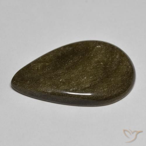 Obsidian Gemstone in 27 x 18.2 mm Size for Sale, Obsidian Stone in Black with Gold Sheen Color