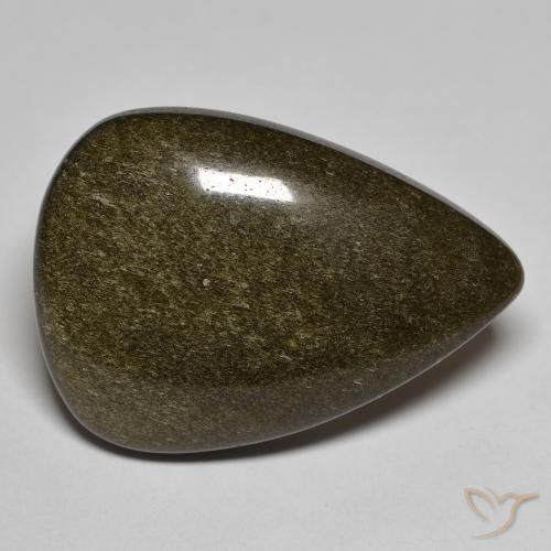 20.02ct Natural Black with Gold Sheen Obsidian, Pear Shape, Opaque