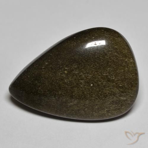 20.02 ct Black Obsidian Stone, Natural Obsidian in Pear Cabochon Shape for Sale