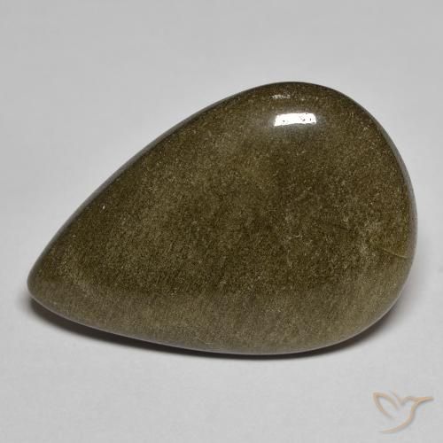 15.24 ct Golden Obsidian Stone, Natural Obsidian in Pear Cabochon Shape for Sale