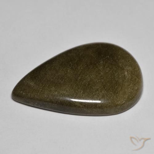 Obsidian Gemstone in 26.5 x 18.3 mm Size for Sale, Obsidian Stone in Black with Gold Sheen Color