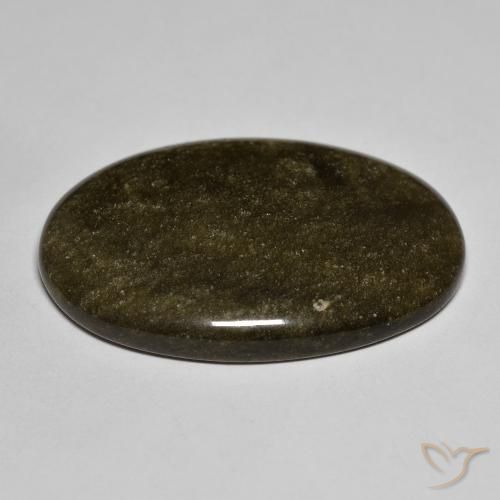 Obsidian Gemstone in 33.4 x 22.2 mm Size for Sale, Obsidian Stone in Black with Gold Sheen Color