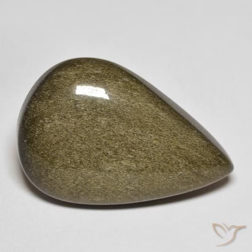 14.32 ct Black Obsidian Stone, Natural Obsidian in Pear Cabochon Shape for Sale