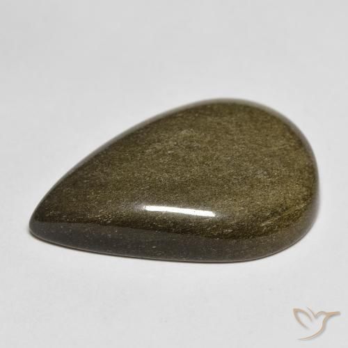 Obsidian Gemstone in 24.1 x 16 mm Size for Sale, Obsidian Stone in Black with Gold Sheen Color