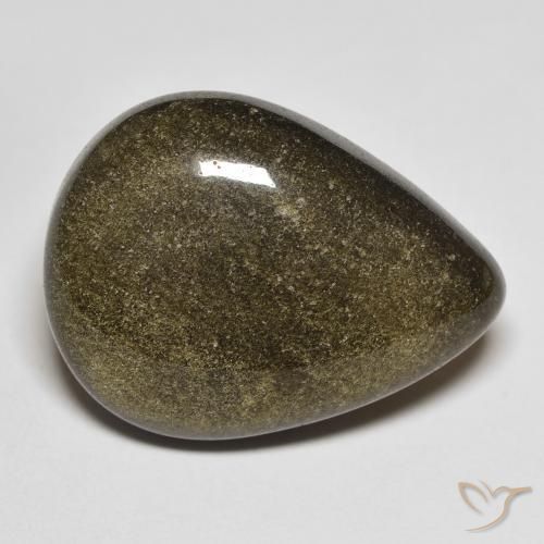 17.02 ct Black Obsidian Stone, Natural Obsidian in Pear Cabochon Shape for Sale