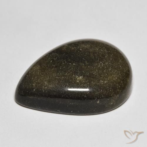 Obsidian Gemstone in 22.6 x 16.8 mm Size for Sale, Obsidian Stone in Black with Gold Sheen Color
