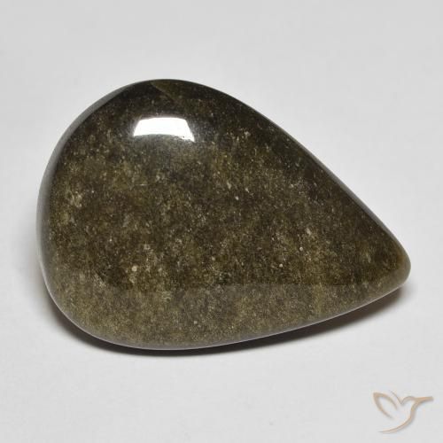 13.21 ct Black Obsidian Stone, Natural Obsidian in Pear Cabochon Shape for Sale