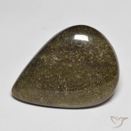 9.59 ct Black Obsidian Stone, Natural Obsidian in Pear Cabochon Shape for Sale