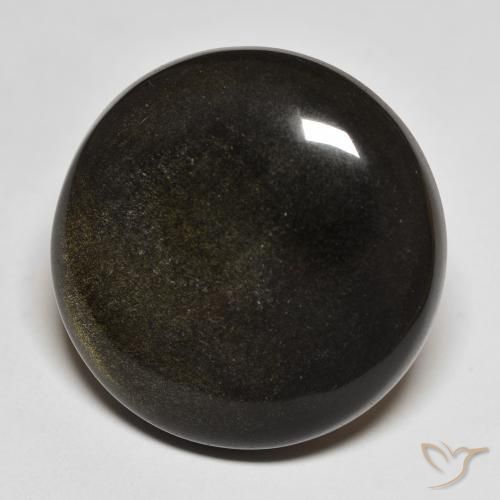 30.14 ct Black Obsidian Stone, Natural Obsidian in Round Cabochon Shape for Sale