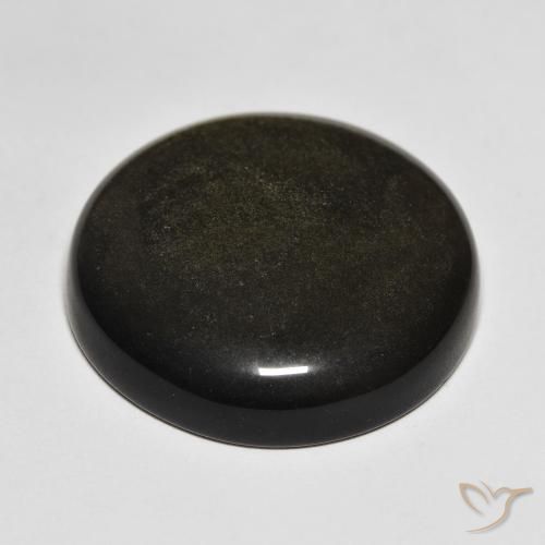 Obsidian Gemstone in 24.9 mm Size for Sale, Obsidian Stone in Black with Gold Sheen Color