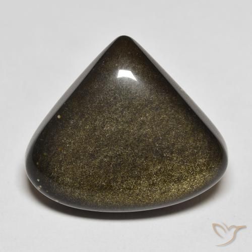 18.52ct Natural Black with Gold Sheen Obsidian, Pear Shape, Opaque