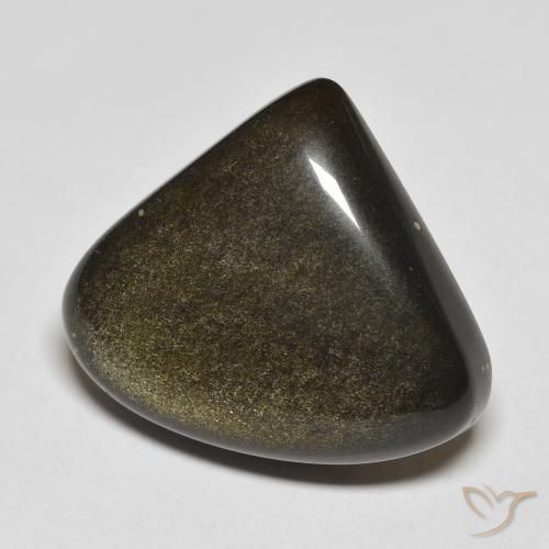 18.52 ct Black Obsidian Stone, Natural Obsidian in Pear Cabochon Shape for Sale