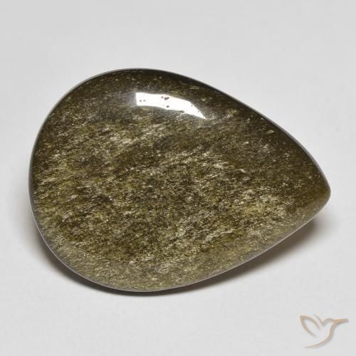11.74 ct Black Obsidian Stone, Natural Obsidian in Pear Cabochon Shape for Sale