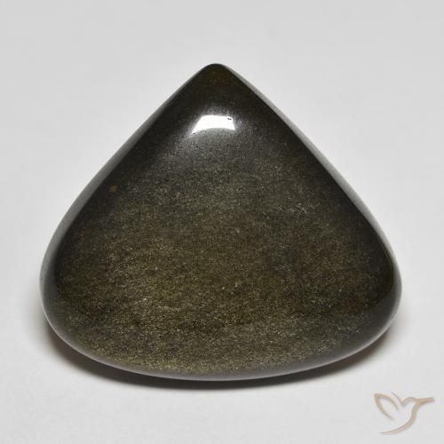 19.38ct Natural Black with Gold Sheen Obsidian, Pear Shape, Opaque