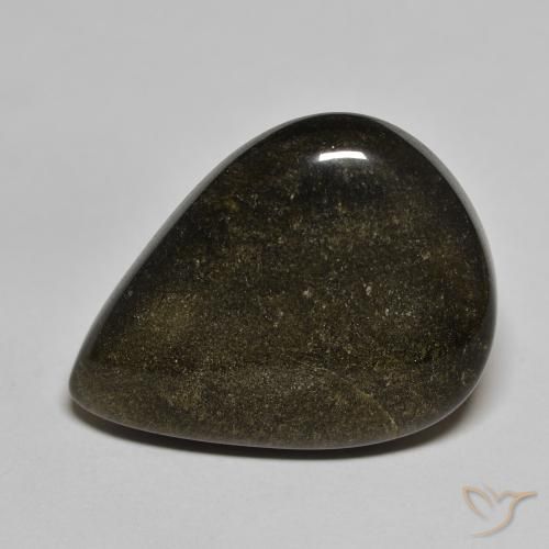 21.20 ct Black Obsidian Stone, Natural Obsidian in Pear Cabochon Shape for Sale
