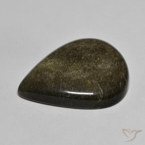 Obsidian Gemstone in 27 x 20 mm (calibrated) Size for Sale, Obsidian Stone in Black with Gold Sheen Color