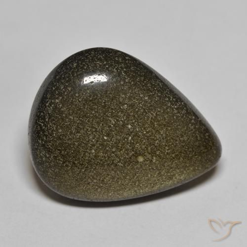 17.46ct Natural Black with Gold Sheen Obsidian, Pear Shape, Opaque