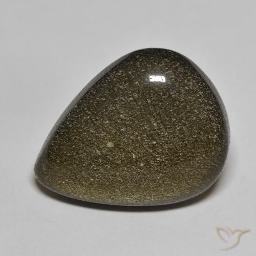 17.46 ct Black Obsidian Stone, Natural Obsidian in Pear Cabochon Shape for Sale