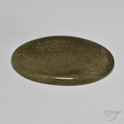 Obsidian Gemstone in 33.5 x 20.9 mm Size for Sale, Obsidian Stone in Black with Gold Sheen Color