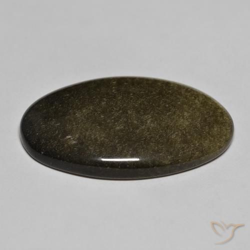 Obsidian Gemstone in 34.3 x 20.6 mm Size for Sale, Obsidian Stone in Black with Gold Sheen Color