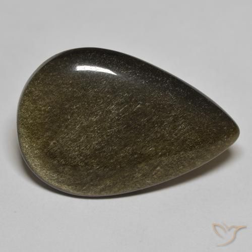 16.87 ct Black Obsidian Gemstone, Obsidian Gem in Pear Cabochon Shape for Sale.