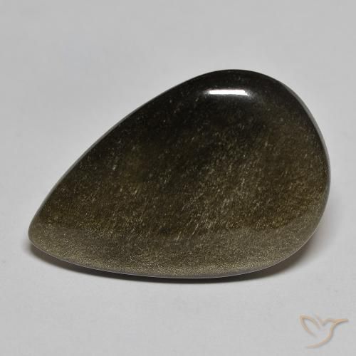 16.87 ct Black Obsidian Stone, Natural Obsidian in Pear Cabochon Shape for Sale