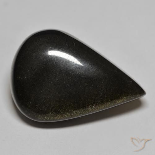 29.24 ct Black Obsidian Stone, Natural Obsidian in Pear Cabochon Shape for Sale