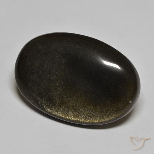 22.99 ct Black Obsidian Stone, Natural Obsidian in Oval Cabochon Shape for Sale