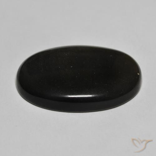Obsidian Gemstone in 28.6 x 19.4 mm Size for Sale, Obsidian Stone in Black with Gold Sheen Color