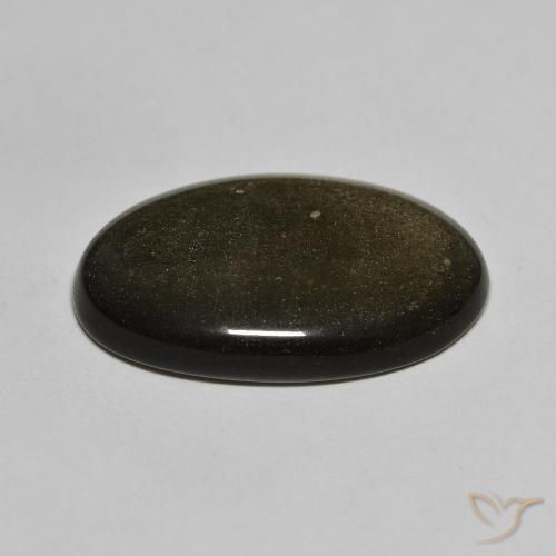 Obsidian Gemstone in 24.8 x 15.8 mm Size for Sale, Obsidian Stone in Black with Gold Sheen Color