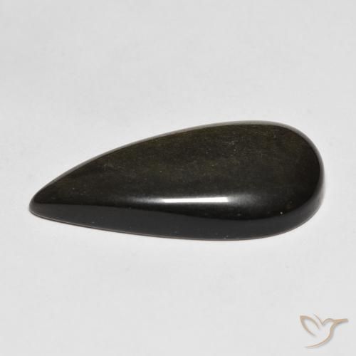 Obsidian Gemstone in 27.8 x 13 mm Size for Sale, Obsidian Stone in Black with Gold Sheen Color
