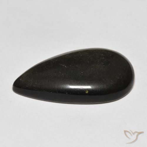 Obsidian Gemstone in 27.4 x 15.2 mm Size for Sale, Obsidian Stone in Black with Gold Sheen Color