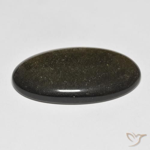 Obsidian Gemstone in 31 x 16.8 mm Size for Sale, Obsidian Stone in Black with Gold Sheen Color