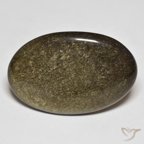 24.36ct Natural Black with Gold Sheen Obsidian, Oval, Opaque