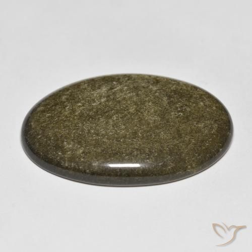 Obsidian Gemstone in 31.7 x 21.3 mm Size for Sale, Obsidian Stone in Black with Gold Sheen Color