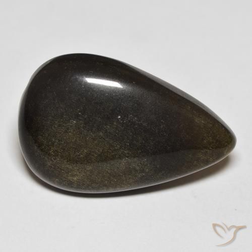 18.13 ct Black Obsidian Stone, Natural Obsidian in Pear Cabochon Shape for Sale