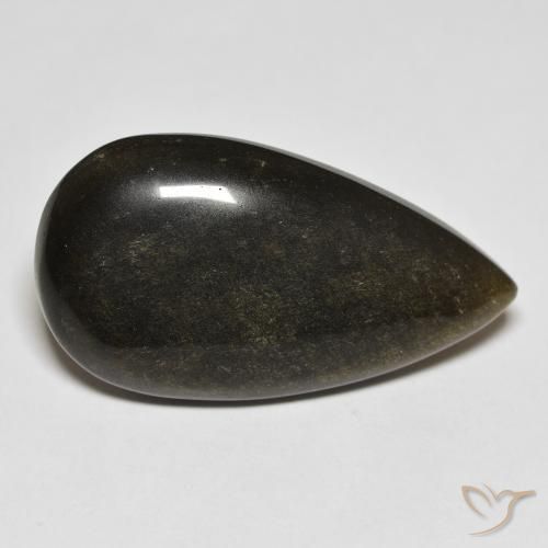 20.68 ct Black Obsidian Stone, Natural Obsidian in Pear Cabochon Shape for Sale