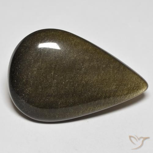 20.38 ct Black Obsidian Stone, Natural Obsidian in Pear Cabochon Shape for Sale